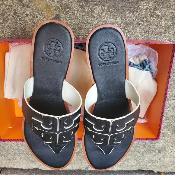 TORY BURCH WOMENS JAMIE THONG LEATHER FLIP FLOP SLIP ON SANDALS SHOES (NWB) - Picture 4 of 13